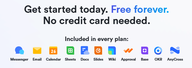 All Lark plans include the basic Lark apps, such as Messenger, Email, and Calendar.