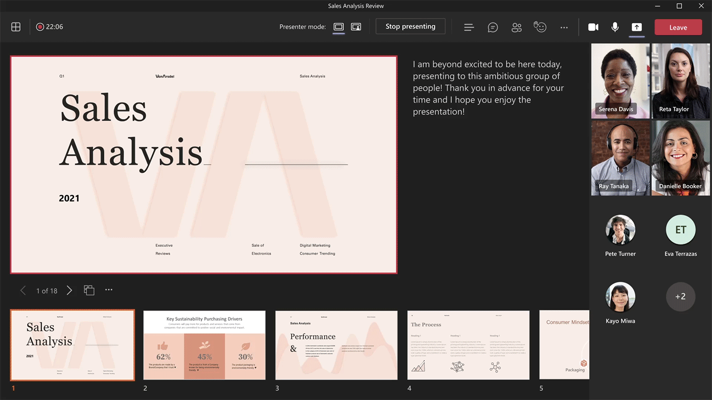Microsoft Teams and PowerPoint Live collaboration in action